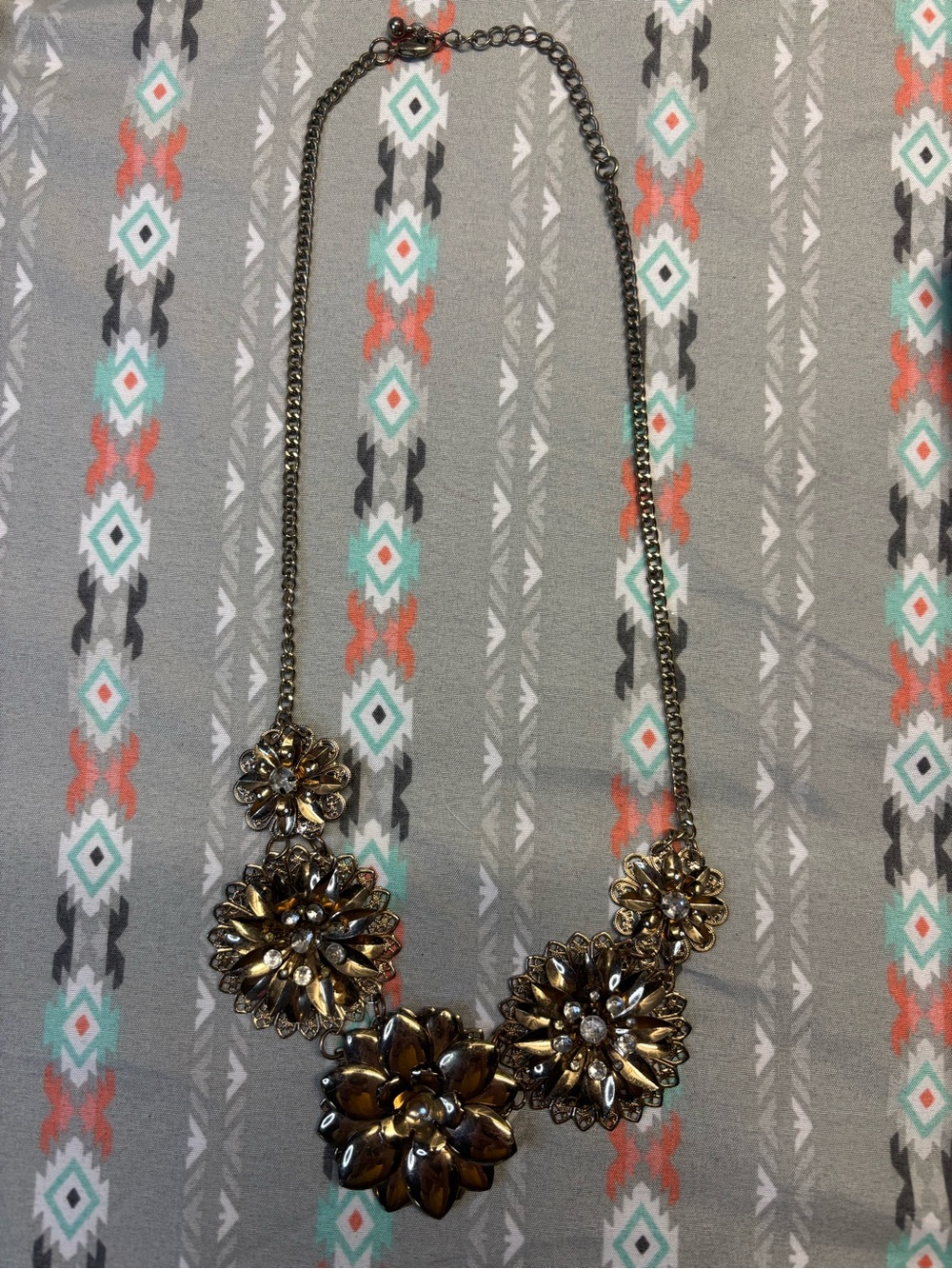 🧿Vintage Gold-Tone Floral Statement Necklace